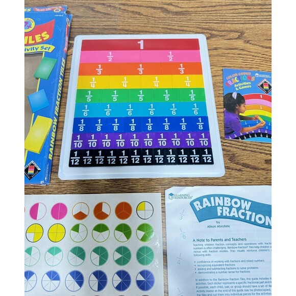 Learning Resources Rainbow Fraction Plastic Tiles Activity Set - Picture 4 of 6